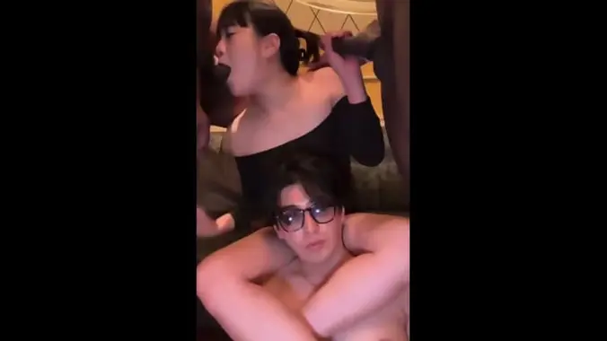 Japanese Asian Wife and BBC Humiliate Tiny Penis Cuckold Husband